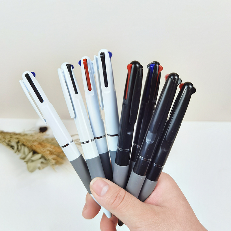 Picture of New Creative Press Three-Color One-Piece Ballpoint Pen Advertising Pen Simple and Good-Looking Press Multi-Color Ballpoint Pen Wholesale