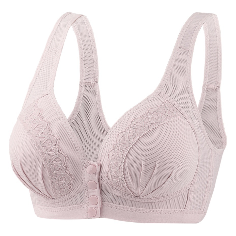 Cross-border Bra No Steel Ring Middle-aged and Elderly Thin Front Opening Buckle Vest Bra Large Size Underwear for Elderly Female Mother