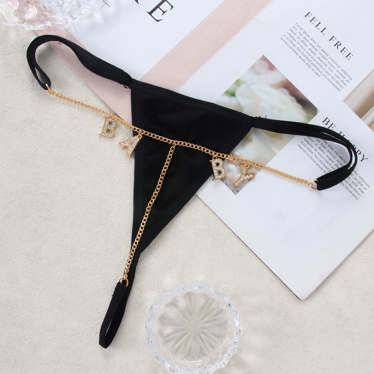 Picture of Cross-border new metal letter underwear chain women's European and American nightclub beach diamond bikini thong body chain