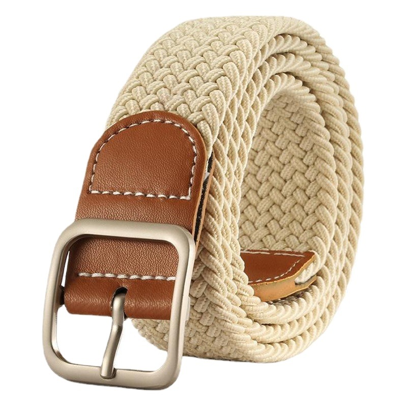 Network explosions square buckle non-perforated women's canvas belt men's casual elastic pin buckle belt wholesale