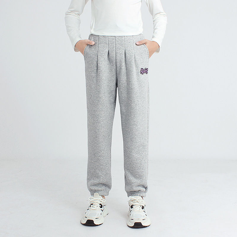 Picture of Winter Korean Style New Children's One-piece fleece-lined Trousers Large Children's Warm Sports Sweat Pants Girls' Pants for Hair