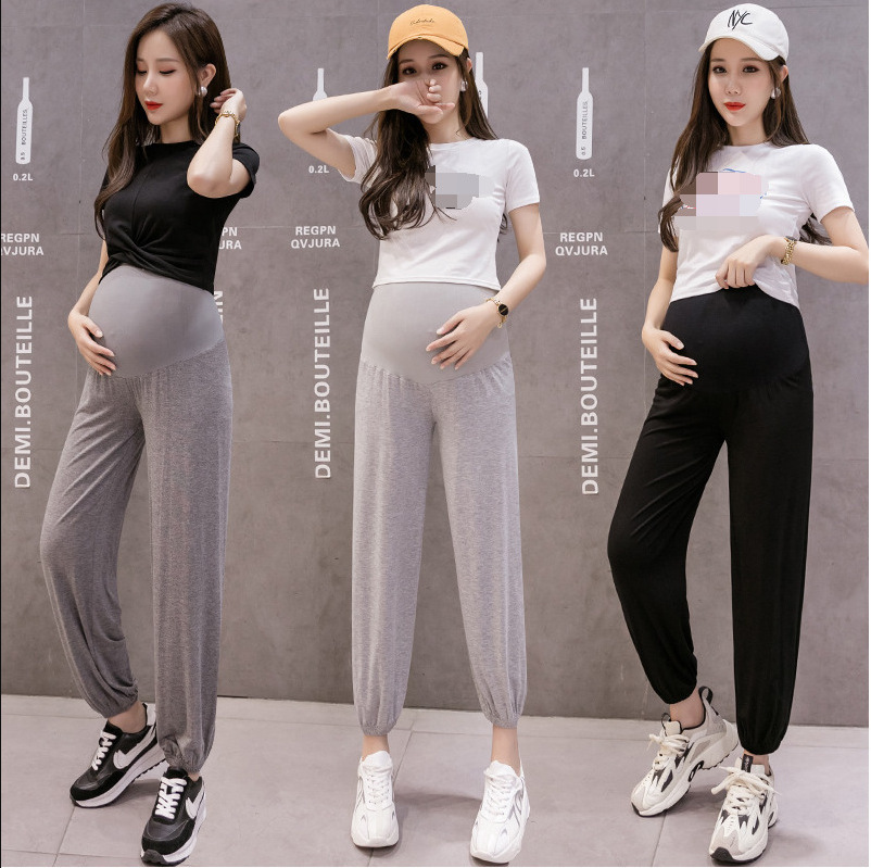 Picture of Maternity Pants, Fashionable Outerwear, Large Size Wide-Leg Belly-Supporting Leggings for Pregnancy, Summer Thin Style for Spring and Summer