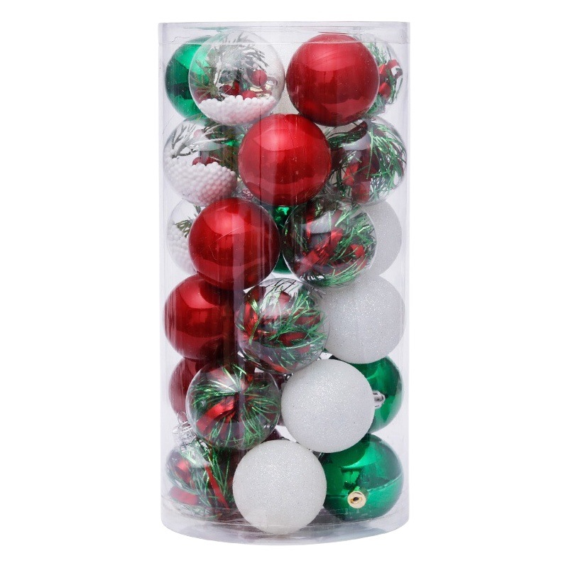Cross Border in stock Christmas Decorations 6cm/30pcs Transparent Ball Christmas Ball suit Christmas Tree Pendant