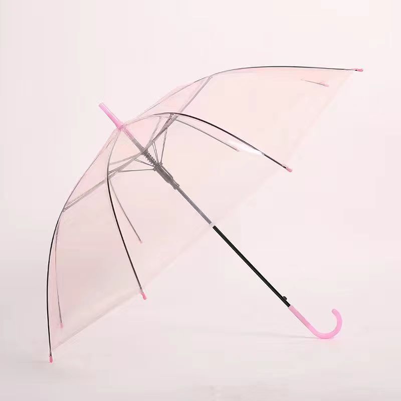 Picture of Transparent Umbrella Men and Women Internet Celebrity ins Cute Semi-automatic Straight Handle Photography Small Fresh Sunshade Sunny Umbrella Frosted Umbrella