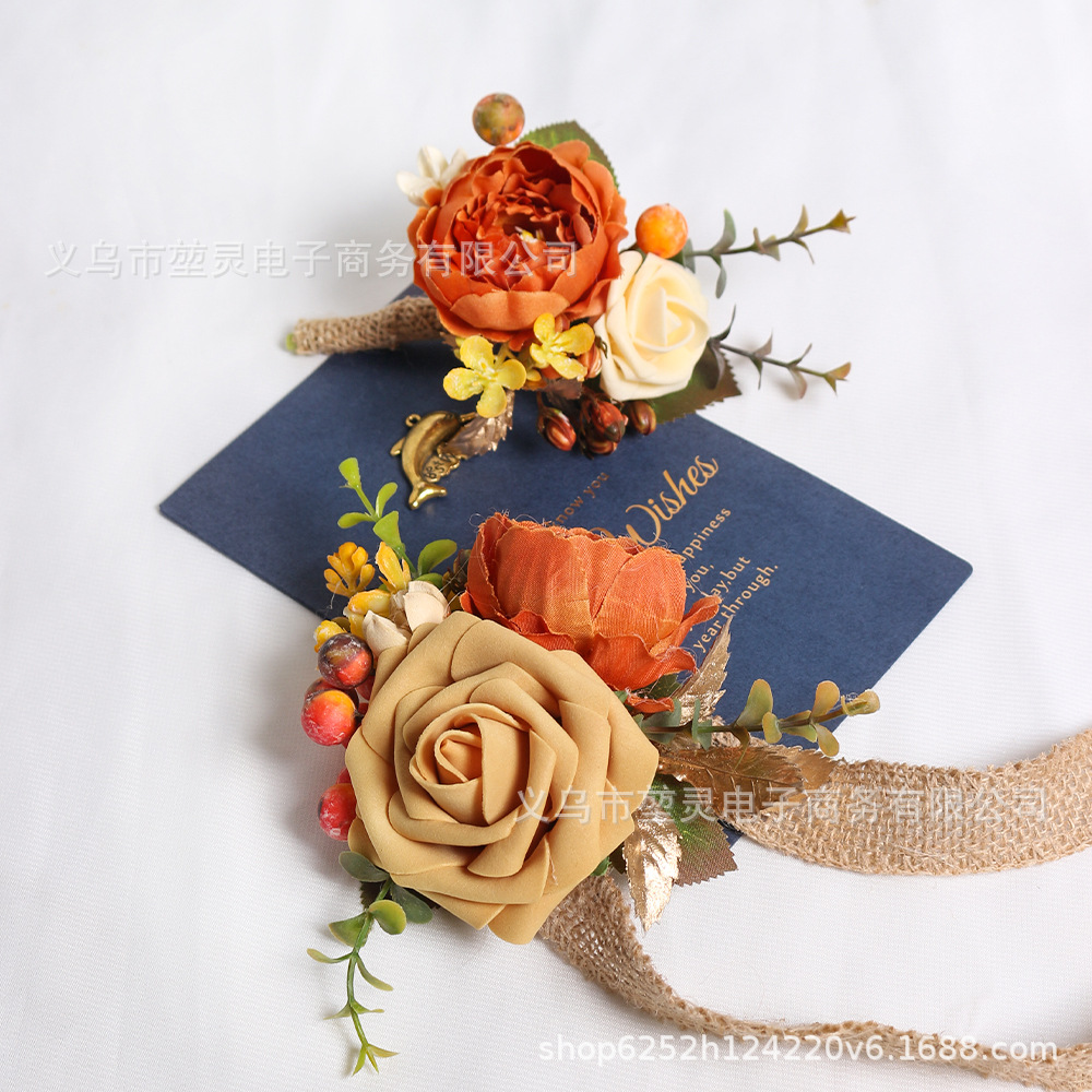Picture of Wedding Bride Bridesmaid Wrist Flower diy Handmade Creative Wrist Flower Holiday Seaside Wear Holiday Decorative Flower