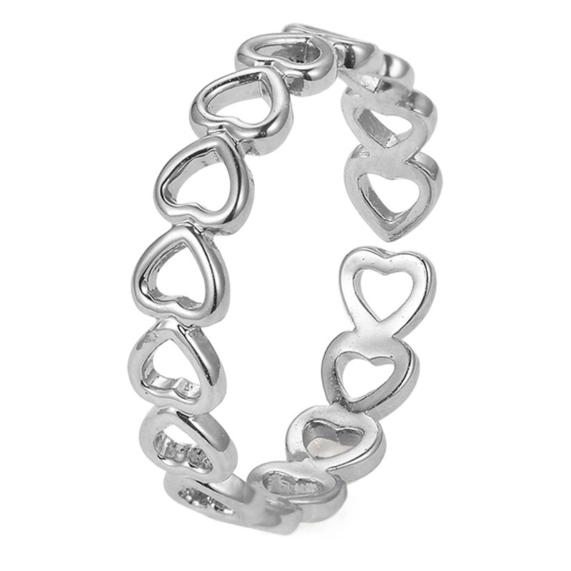 Japan and South Korea Cross-border Hot Selling Jewelry New Creative Metal Copper Electroplated Ring Adjustable Women's Hollow Love Ring
