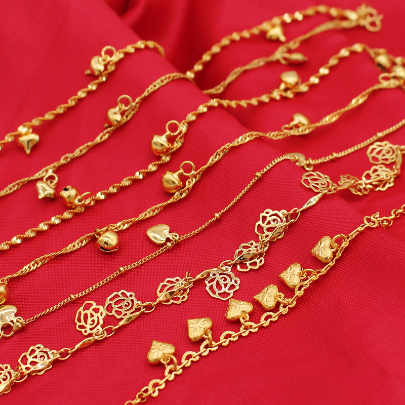 Picture of No fading foreign trade fashion simple tremolo with 24k plated gold anklet Vietnam gold love Bell anklet women