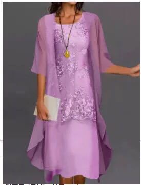 Picture of European and American Hot-Selling Independent Site Amazon Wish Hot Spring & Fall Fashionable and Elegant Lace Chiffon Dress Two-Piece Set