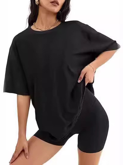Picture of 2024 Cross-border Foreign Trade Amazon wish European and American Women's Summer New Round Neck Loose Casual Short-sleeved T-shirt Women
