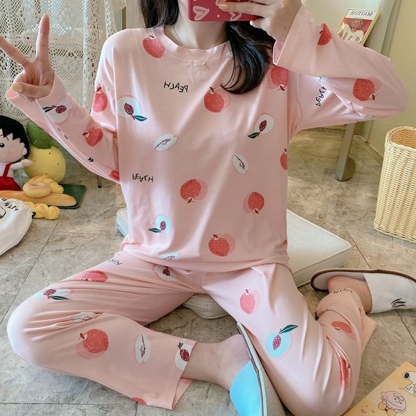 Picture of Wholesale spring and autumn winter pajamas women's thin long sleeve trousers cartoon cute wind small student home clothes suit