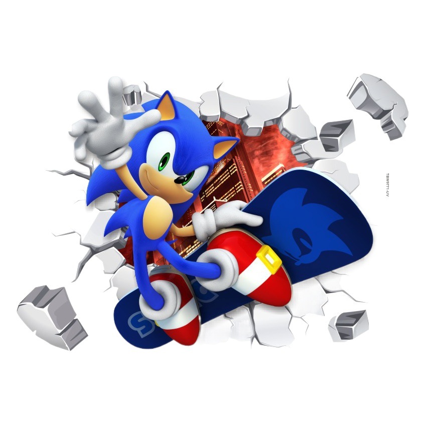 Sonic the Hedgehog Wall Stickers Children's Room Creative Graffiti Cartoon Animation Stickers 3D Broken Wall Game Poster Stickers