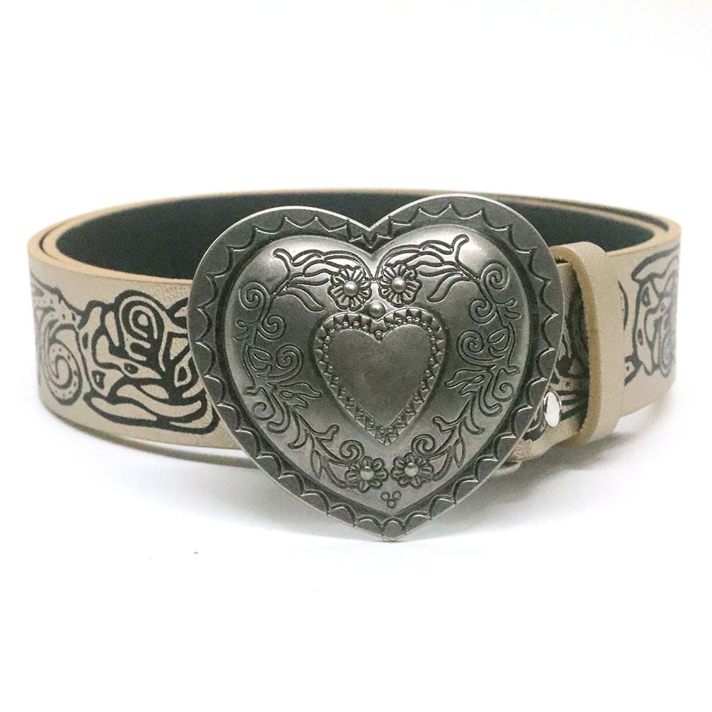 Trendy New Embroided Belt Body Vintage Love Buckle Belt Jeans Skirt Accessories Fashion All-match Personalized Belt