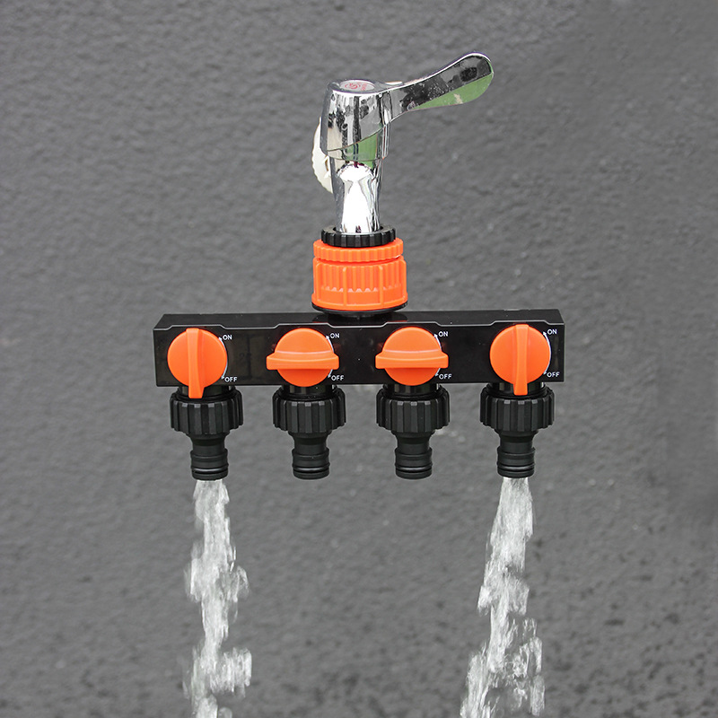 Source Factory Outdoor Garden Four-Way Water Distributor with Switch Nipple Joint Valve One in and Four Out Water Diversion