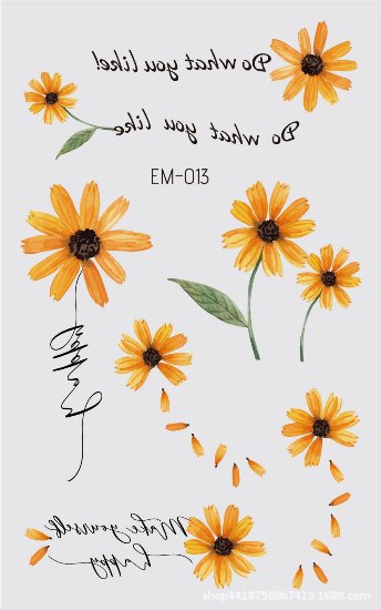 Picture of New Waterproof Sweat-proof Flower Tattoo Sticker Small Fresh Daisy Women's Face Arm Temporary Tattoo Sticker