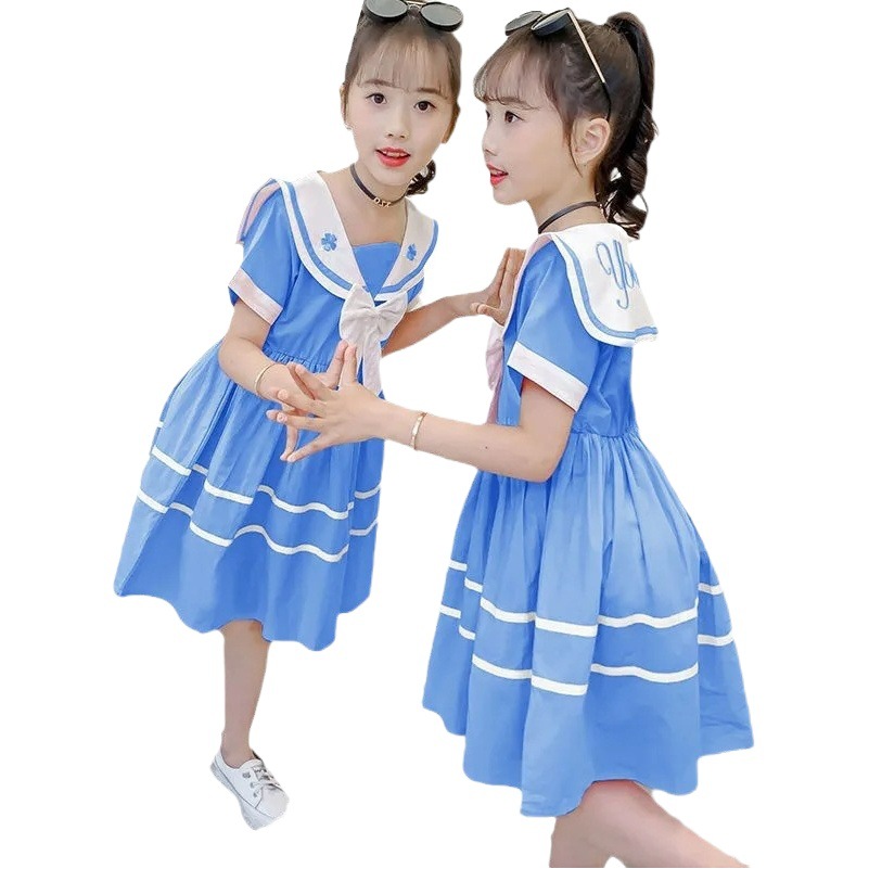 Girls Dress Summer New Children's College Style Dress Girls Internet Popular Skirt for Primary and Secondary School Students