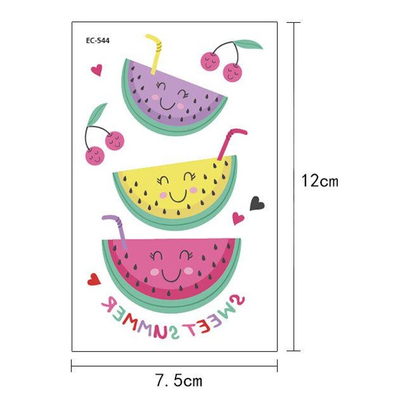 The Same Cross-Border Waterproof Painted Kidsren's Tattoo Stickers, Fruits and Vegetables, Fruit and Plant Tattoo Stickers, Party Cute Cartoons