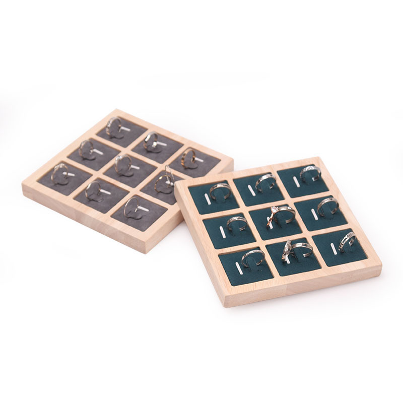 Picture of Simple solid wood oak 9-bit ring display tray pendant lucky beads Lucky Diamond ring ring ring pair ring display holder