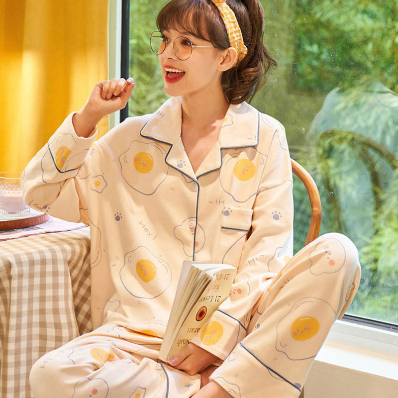 Wholesale spring and autumn pajamas women's long sleeve trousers home clothes Korean casual sweet ins students can wear suit