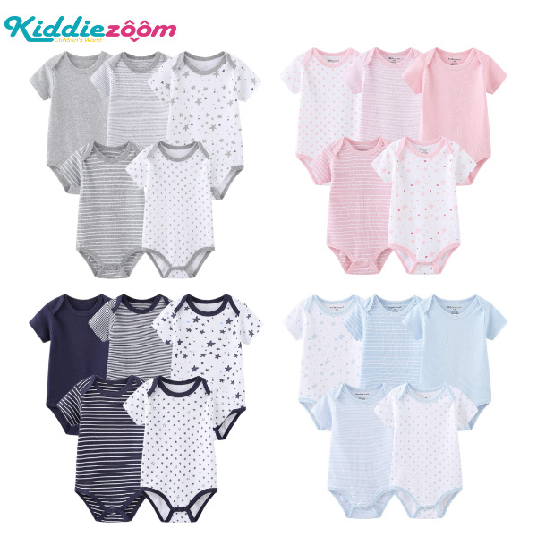 Kiddiezoom Baby Romper Star Stripe Pure Cotton Five-Piece Set Baby One-Piece Triangle Romper Pure Cotton Comfortable