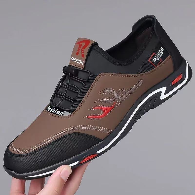 Foreign Trade Men's Shoes Fashionable Korean Style Casual Men's Leather Shoes Lightweight and Comfortable Simple Soft Bottom Leather Slip-on Lazy Shoes