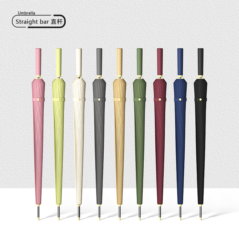 Picture of 24-bone umbrella automatic umbrella large oversized factory large wholesale straight rod long handle umbrella sunny and rainy dual-use printed logo