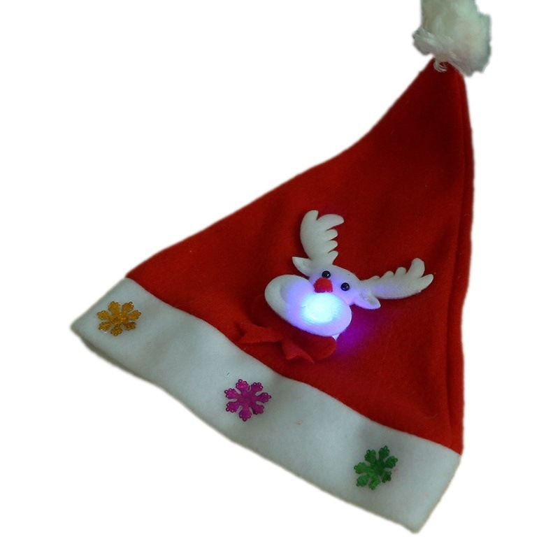 2025 Hot Selling Children's Luminous Christmas Hat Red Old Man Snowman Elk Brushed Hat Christmas Decoration
