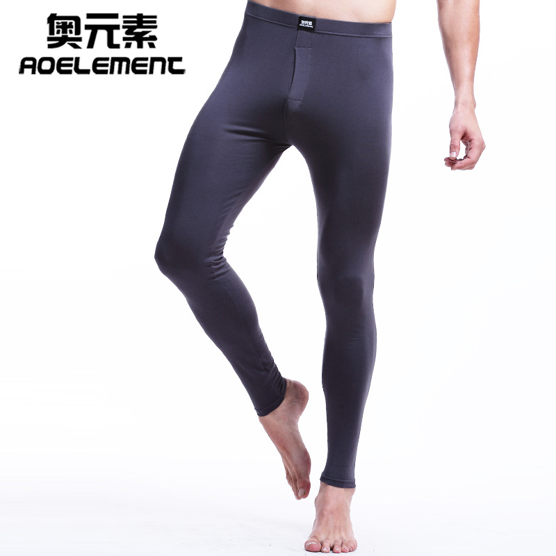 Picture of Ao element autumn and winter single leggings men's thin autumn pants solid color mid-waist slim-fit bottoming warm pants autumn and winter