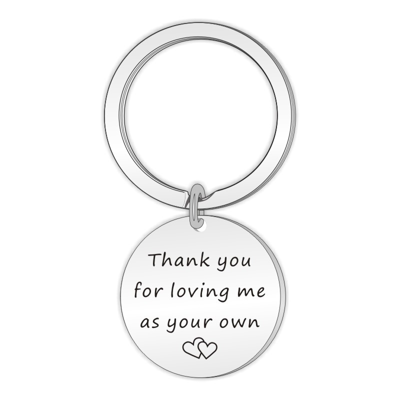 Personalized DIY Lettering Thanks you for loving me as your own Stainless Steel Key Ring