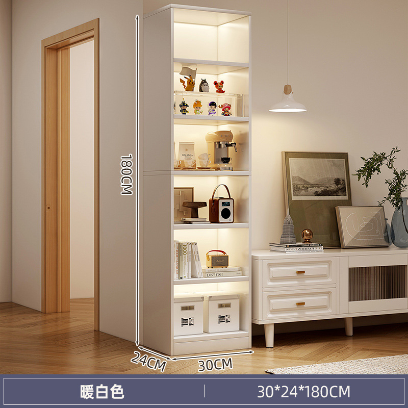 Picture of Bookshelf floor-standing storage rack against the wall next to the TV cabinet, storage cabinet for living room multi-layer household with narrow gap corner books