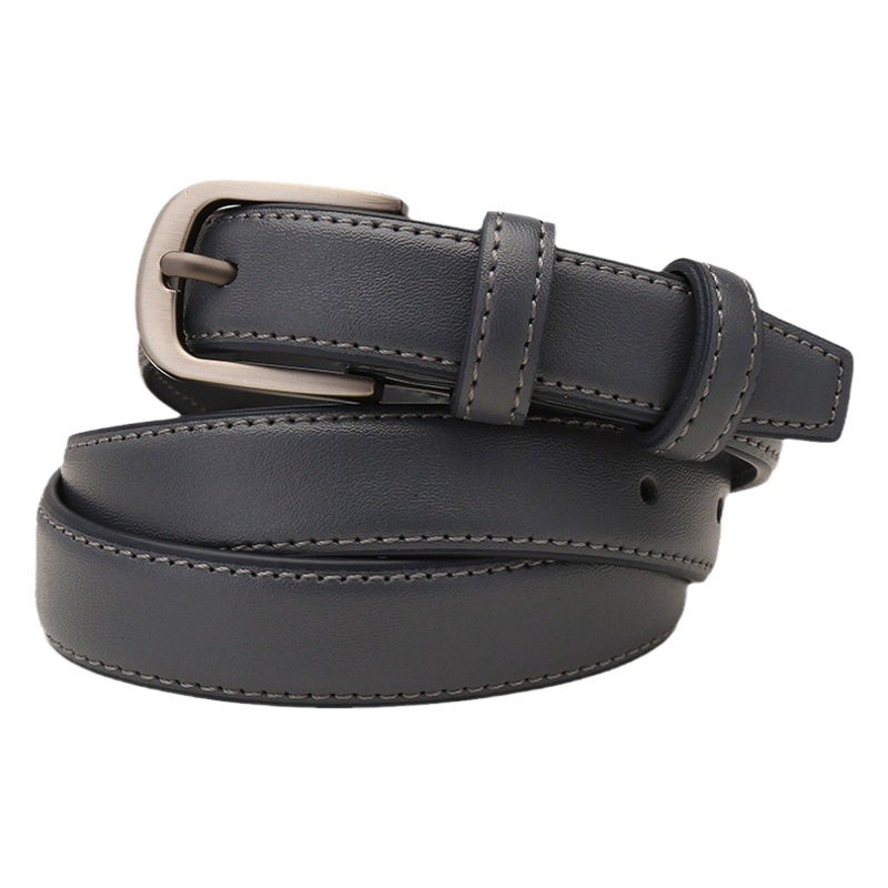 Thin fashion casual belt Women's commuter pants all-match pants belt Women's cowhide alloy pin buckle thin belt