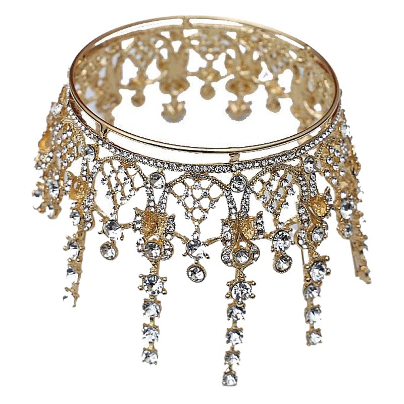 New Atmospheric Baroque Golden Bridal Tiara Crown Princess Crown Wedding Dress Accessories Wholesale