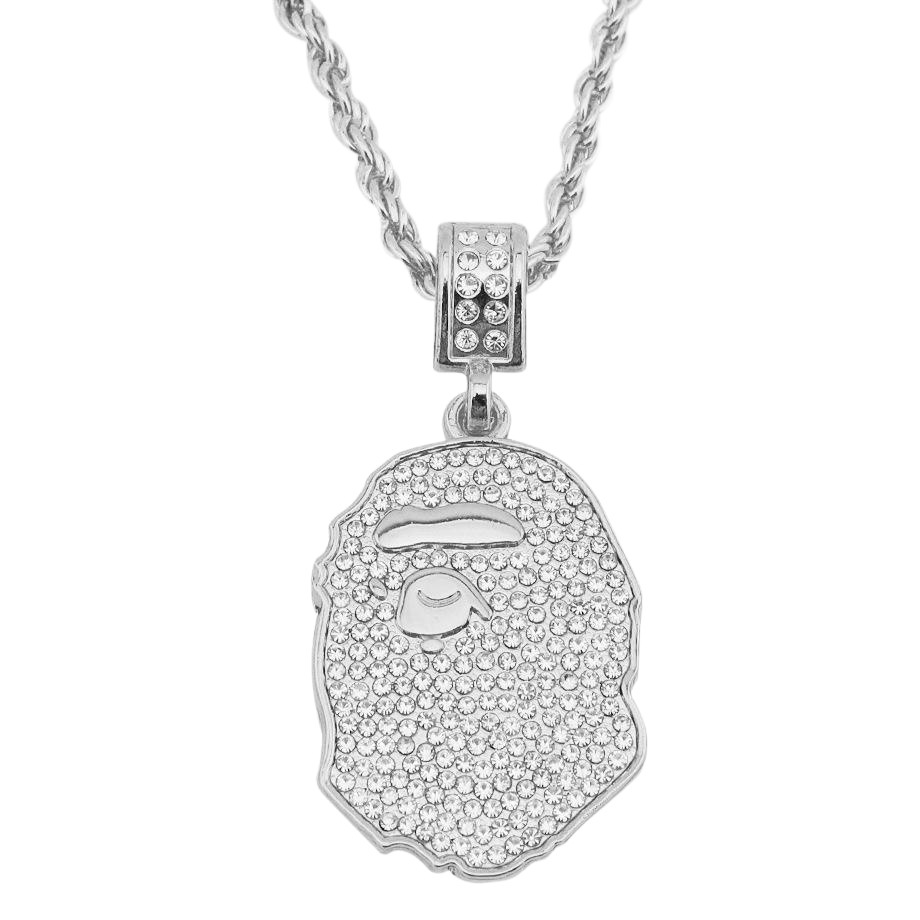 Cross-border hip-hop necklace chris Brown with diamond-encrusted ape head bape necklace hiphop men's and women's jewelry