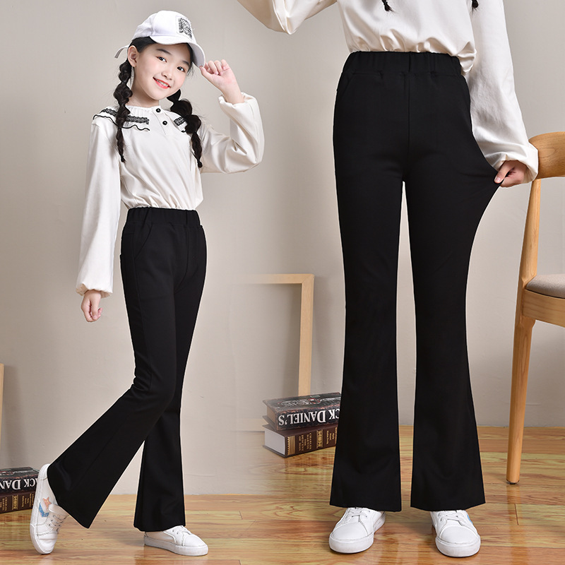 Picture of Girls' Pants Spring and Autumn Outer Wear 2024 New Fashion Children's Big Children's Stylish Black Flared Pants Trendy Trousers for Children