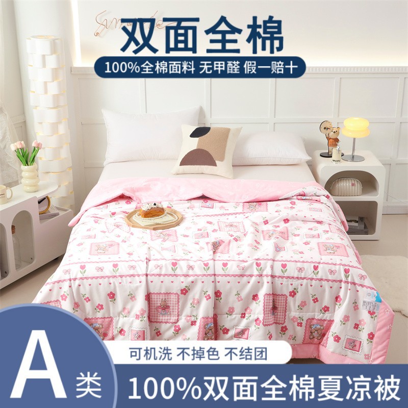 Picture of Class A double-sided cotton summer quilt air conditioning quilt 100 cotton summer quilt single-pair machine washable summer thin quilt wholesale