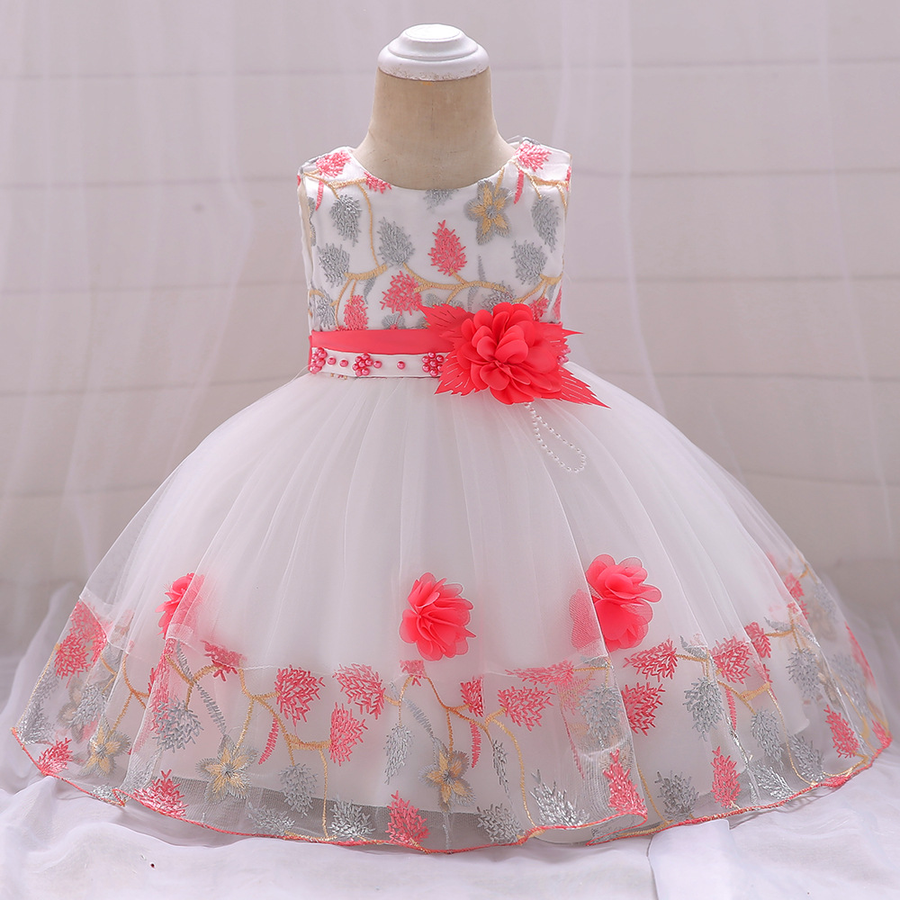 Picture of Cross-border Ebay Amazon new children embroidered dress color matching princess dress girl flower wedding dress dress dress