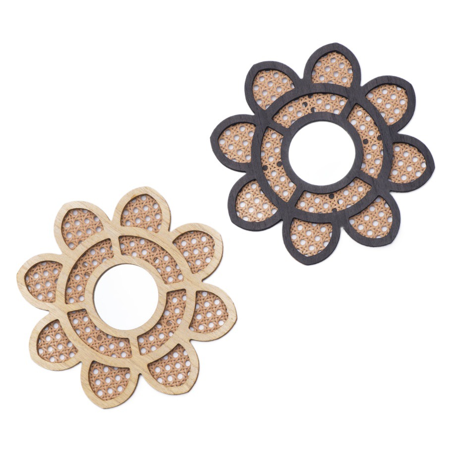 Picture of Flower Mirror Imitation Rattan Wall-mounted Hand-woven Hotel Bar Living Room Creative Wall Hanging Wall Decorations