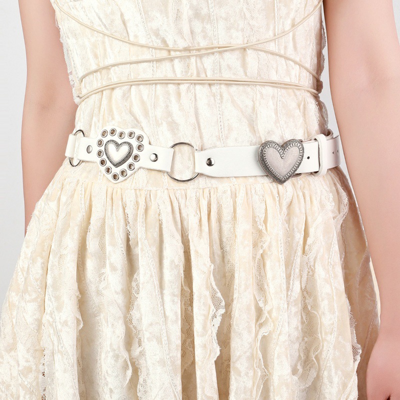 Cross-border European and American Bohemian Style Carving Love Button Air-hole Belt Women's Personality Trend dress All-match