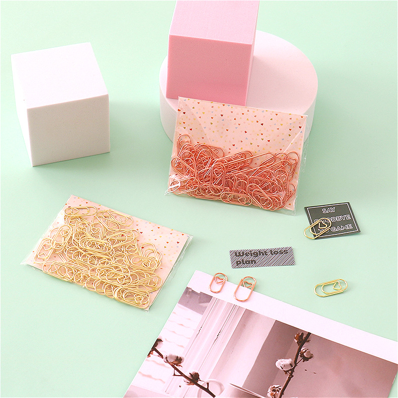 Picture of Creative Mini Paper Clip Love Can Clip Paper Handmade File Imitation Gold Rose Cute Paper Clip Manufacturer Wholesale