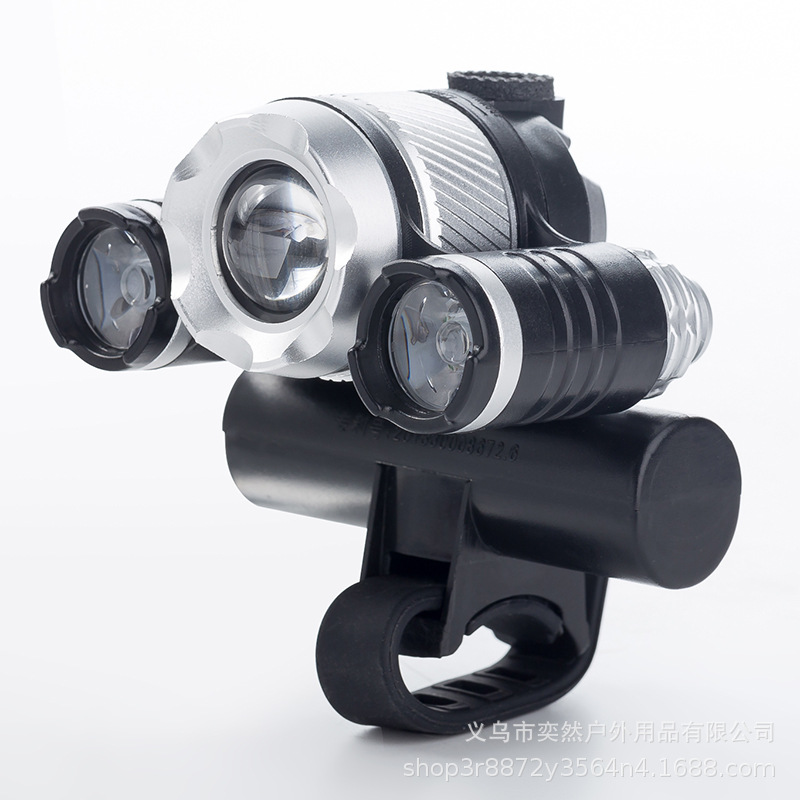 New bicycle headlight T6 headlight multi-color warning light mountain bike headlight USB charging headlight
