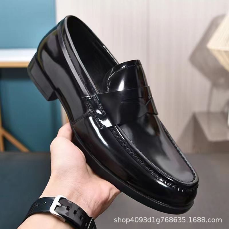 Open Beaded Slip-On Breathable Driving Spring Beanie Shoes Men's Genuine Leather Business British Casual Loafers Small Leather Shoes