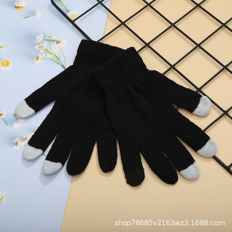 Picture of Touch Cotton Knitted Gloves, Warm and Cold-Proof Finger Gloves, Thickeneded Simple Outdoor Windproof and Warm Gloves