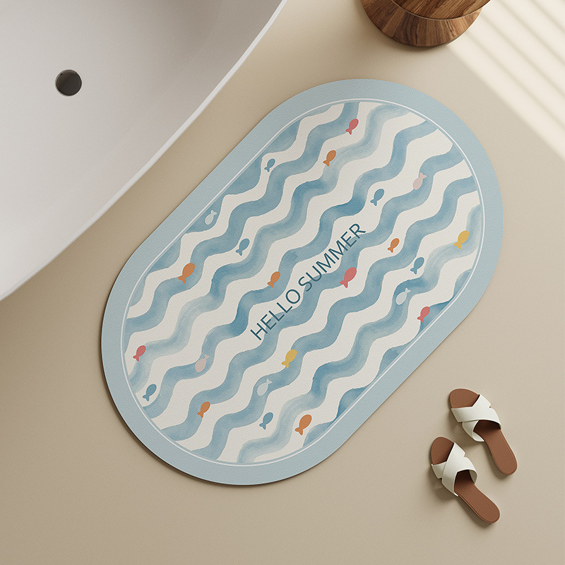 Summer Bathroom Floor Mats Nappa Leather Absorbent Soft Mats Household Scrubbable Toilet Bathroom Door Quick-Drying Floor Mats
