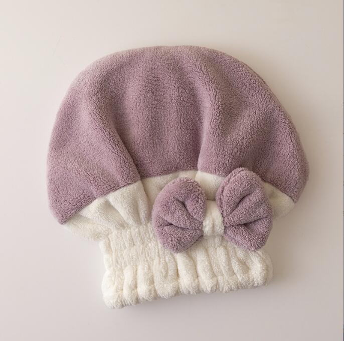Picture of Color matching dry hair cap women's absorbent quick-drying dry hair cap wiping hair wrapping towel two-color cute shower cap
