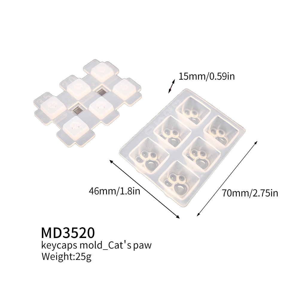 Picture of diy drop key cap mold diy personality mechanical keyboard silicone mold transparent cute cat claw key cap mold