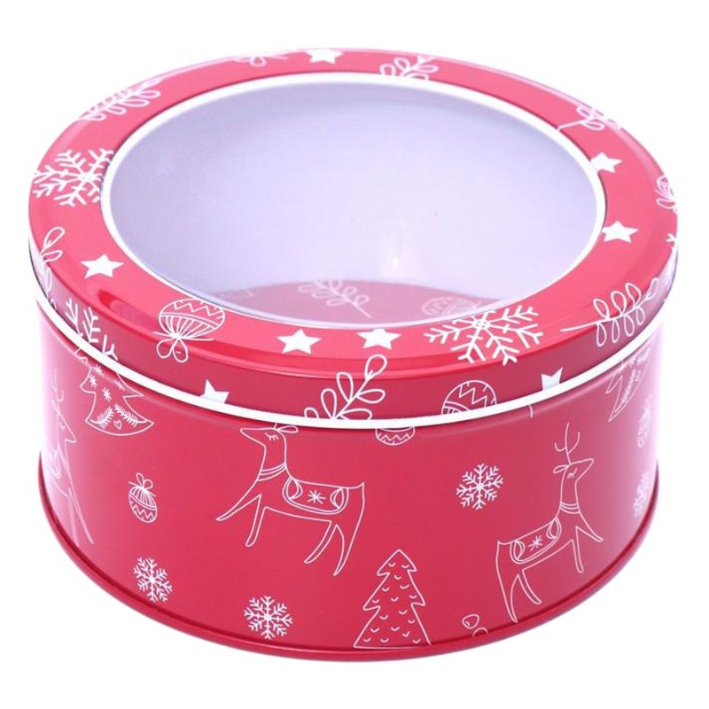 Rectangular transparency tinplate Christmas gift box candy cookies baking packaging box manufacturers