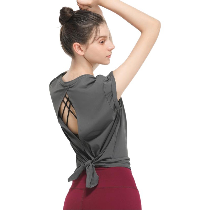 Cross-border New Elegant Quick-drying Sportswear T-shirt Fashion Yoga Clothing Sexy Beautiful Back Top Internet Celebrity Fitness Clothing for Women