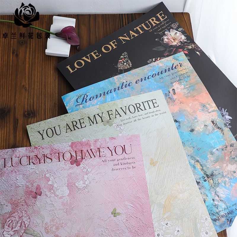 Ximeng Garden Oil Painting Style Flower Bundle Wrapping Paper Art Kraft Paper Flower Shop Wrapping Flower Background Paper Handmade DIY Material