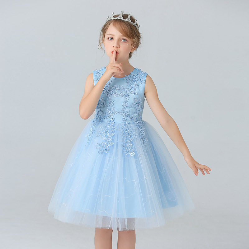 European and American children's princess dress sleeveless flower girl's wedding dress pettiskirt girl's baby catwalk piano costume dress