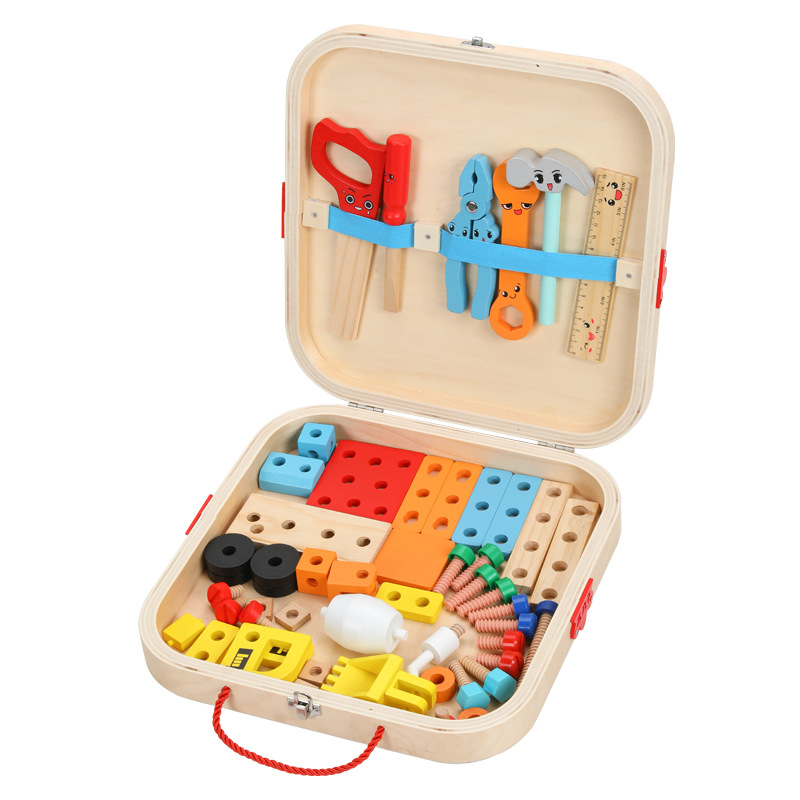 Picture of Children's Toolbox Simulation Screw Dismounting Nut DIY Multifunctional Wooden Boys Play Home Educational Toys