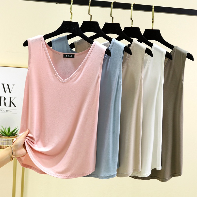 Picture of Summer New Modal Vest Women's Loose Large Size V Neck Sleeveless Bottoming Shirt Slim Slim Casual Top